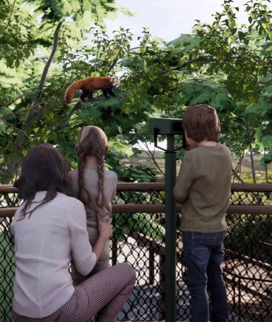 RedPandaProject-1 A rendering of The Aerie Lookout tower and accessable upper walkways