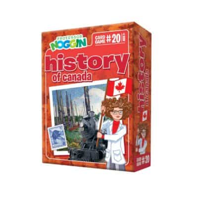 Professor Noggins History of Canada Box with 30 trivia cards, die, and instructions
