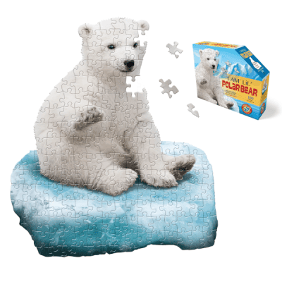 I AM Lil' Polar Bear jigsaw puzzle is shaped like a Polar bear on ice.