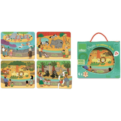 Image of 4 in 1 Zoo puzzles by Vilac
